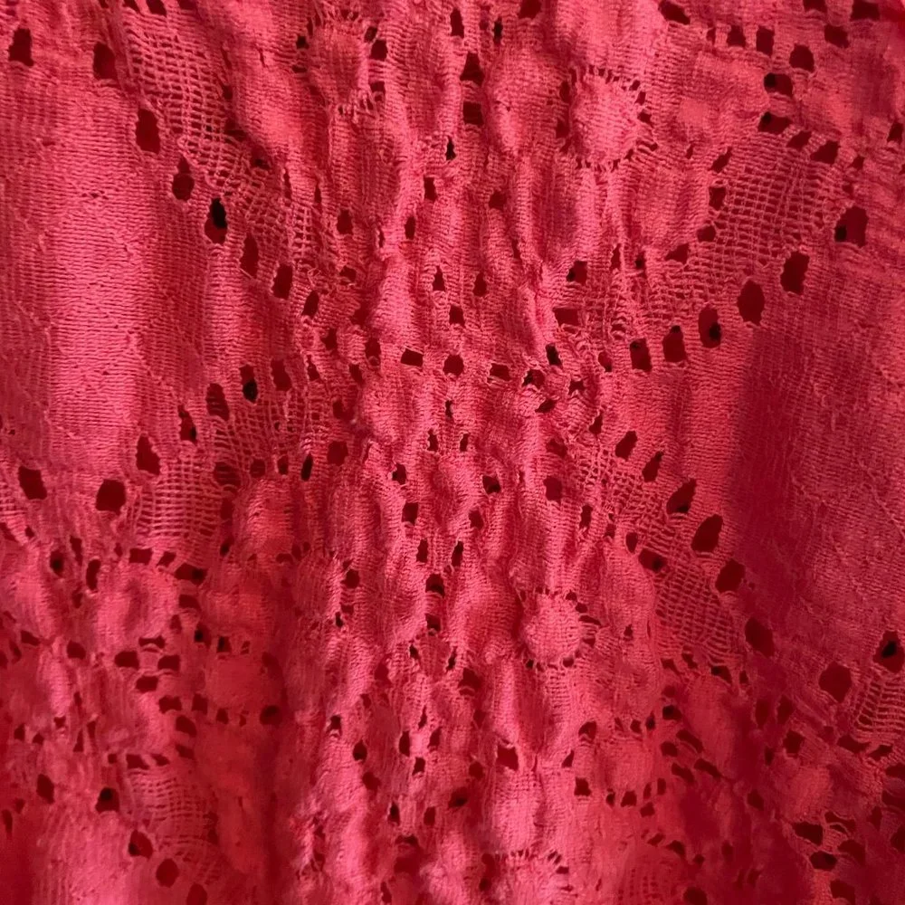 FREE PEOPLE PINK LACE long sleeve Top Size Small